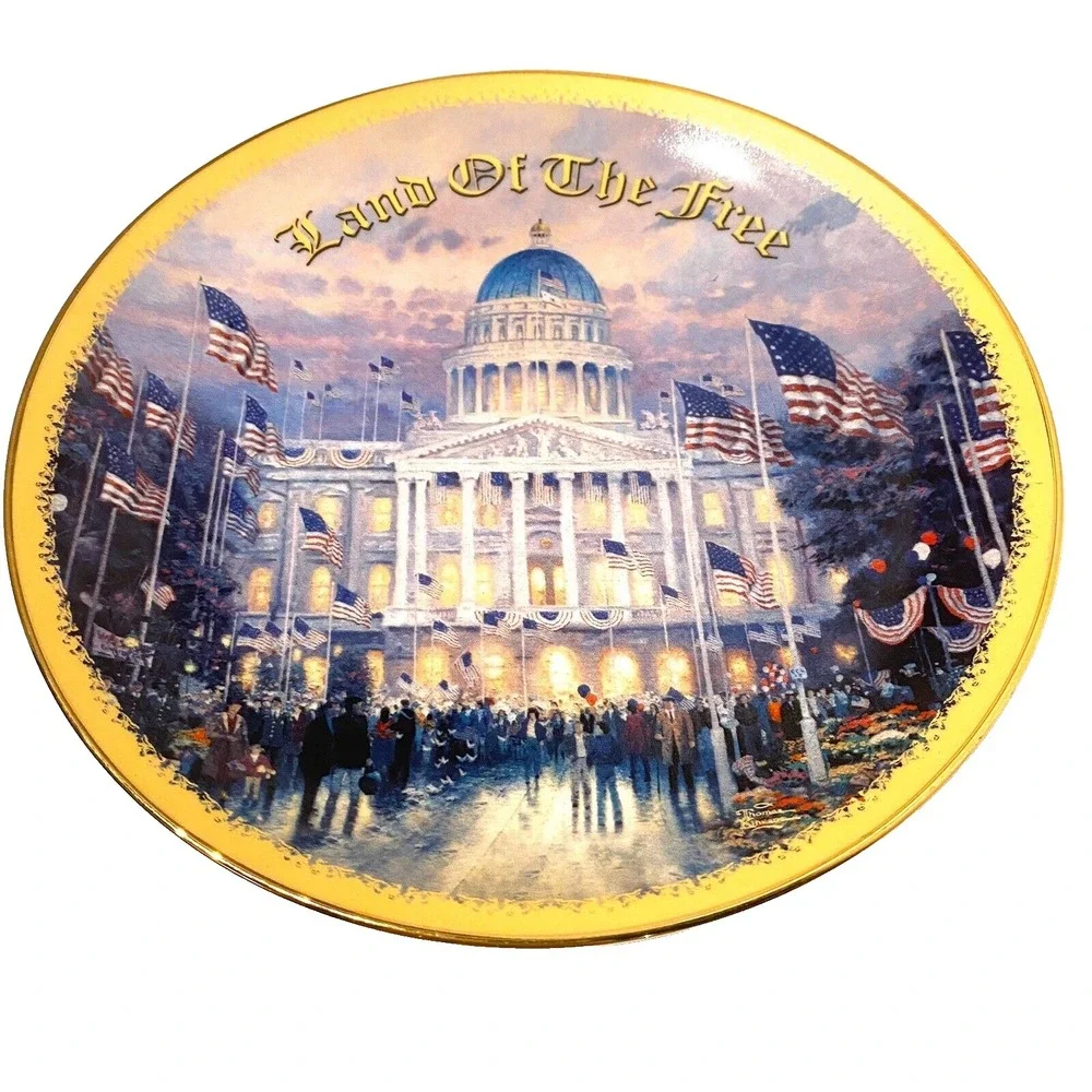 collectible decorative‎ plate flag over the capitol by thomas kinade A 3297